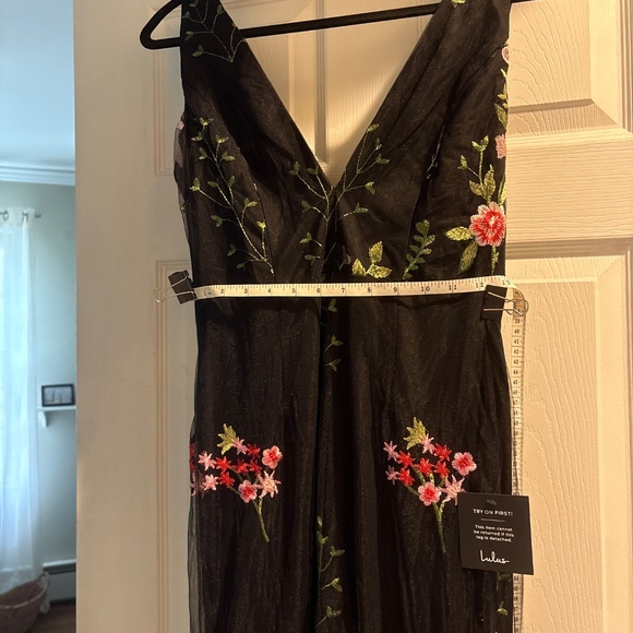 Lulus Soiree Blossom Black Floral Embroidered Mermaid Maxi Dress - Size S - Picture 9 of 11